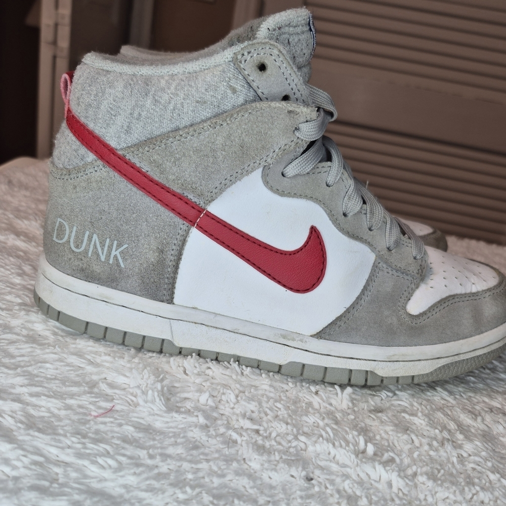 Nike Dunk High Sneakers - Gray and Red